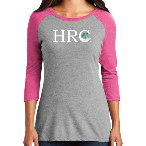HRC White Front Print on a District ® - Women's Perfect Tri ® 3/4 Sleeve Raglan Thumbnail