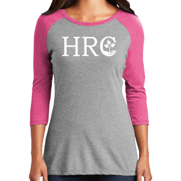 HRC White Front Print on a District ® - Women's Perfect Tri ® 3/4 Sleeve Raglan Thumbnail