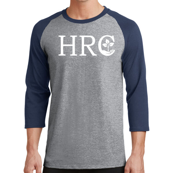 HRC White Front Print on a Port & Company® - Core Blend 3/4 Sleeve Raglan Tee Thumbnail