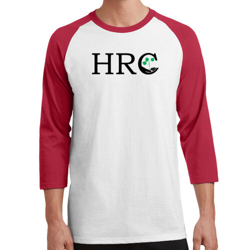 HRC Black Front Print on a Port & Company® - Core Blend 3/4 Sleeve Raglan Tee Thumbnail