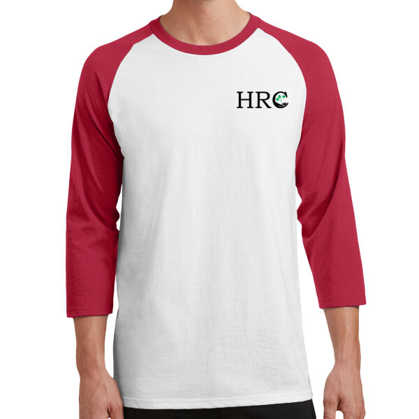 HRC Black Left Print on a Port & Company® - Core Blend 3/4 Sleeve Raglan Tee Thumbnail