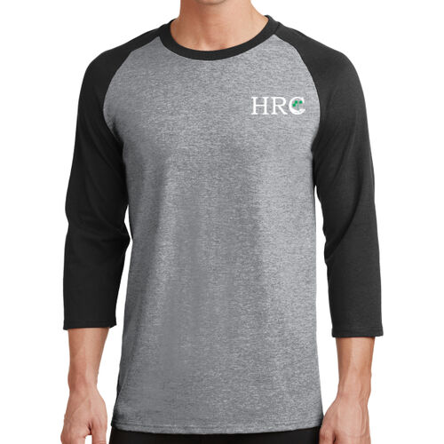 HRC Black Left Print on a Port & Company® - Core Blend 3/4 Sleeve Raglan Tee Thumbnail