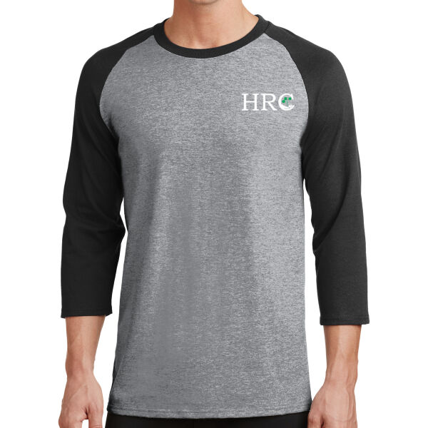 HRC Black Left Print on a Port & Company® - Core Blend 3/4 Sleeve Raglan Tee Thumbnail