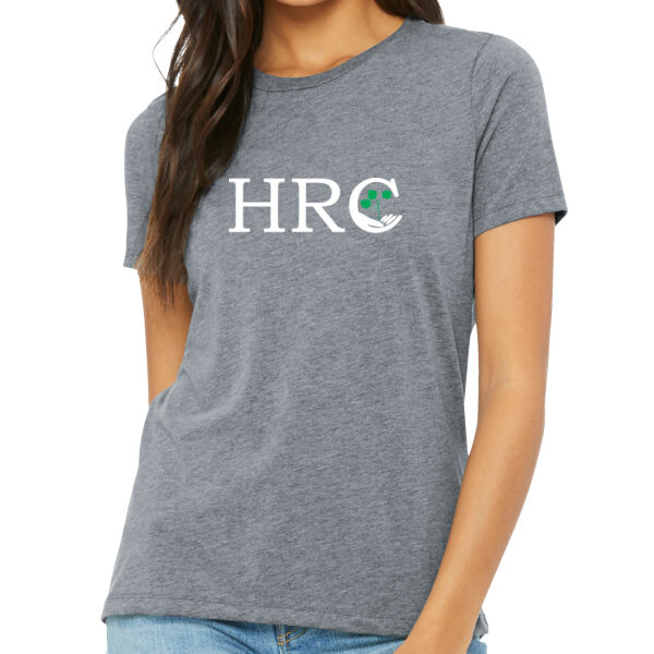  HRC White Front Print on a BELLA+CANVAS® - Women's Relaxed Triblend Tee Thumbnail